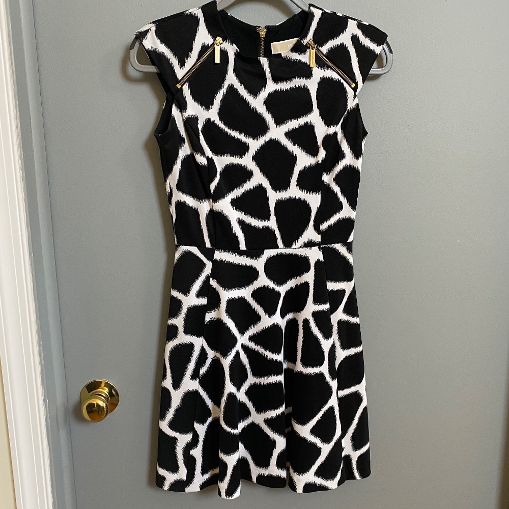 Michael Kors Giraffe Print Fit and Flair Dress